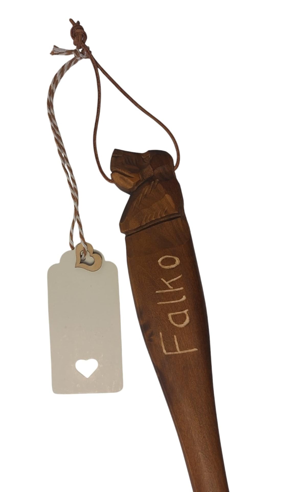 CleanPrince Schuhanzieher Schuhlöffel Holz Hund 70 cm XXL dunkelbraun | massiv Hundekopf Dackel Hundefigur gebeizt ergonomisch handgeschnitzt