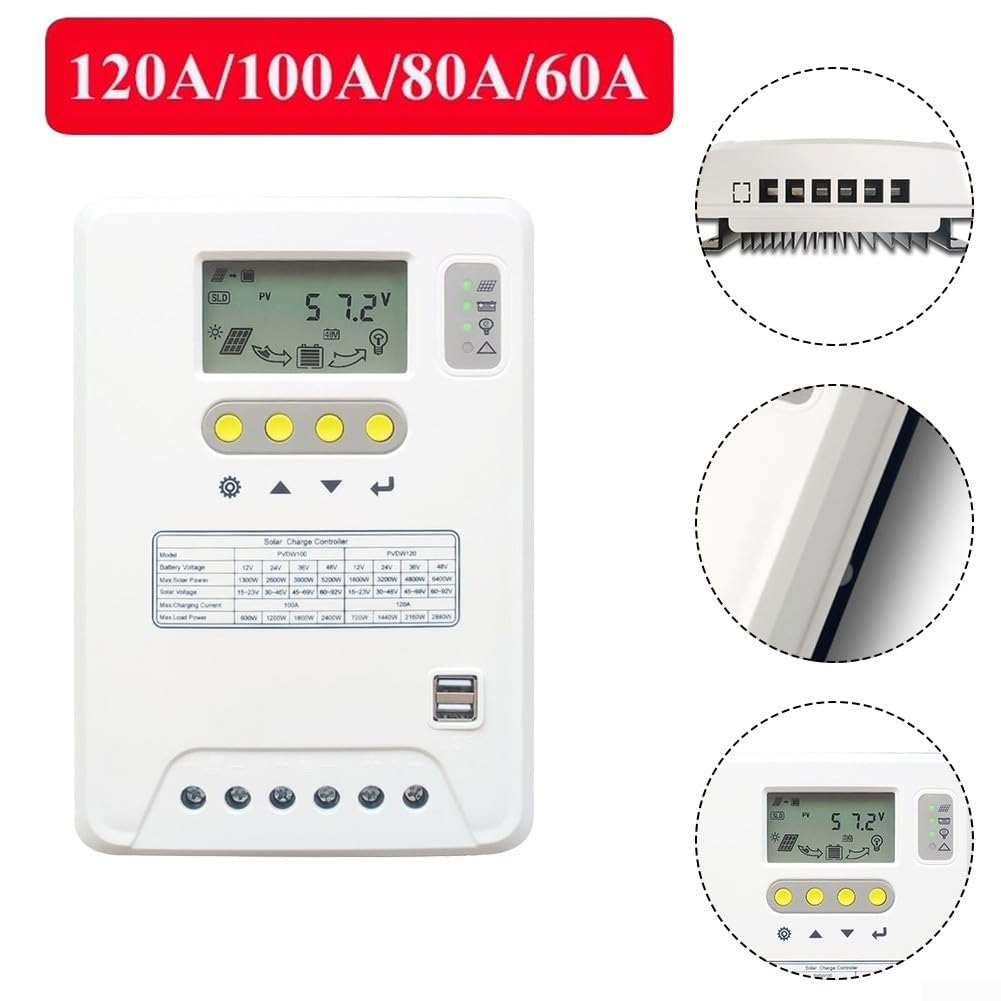 Chargeur solaire 100 A - Boîtier en métal - Protection contre les