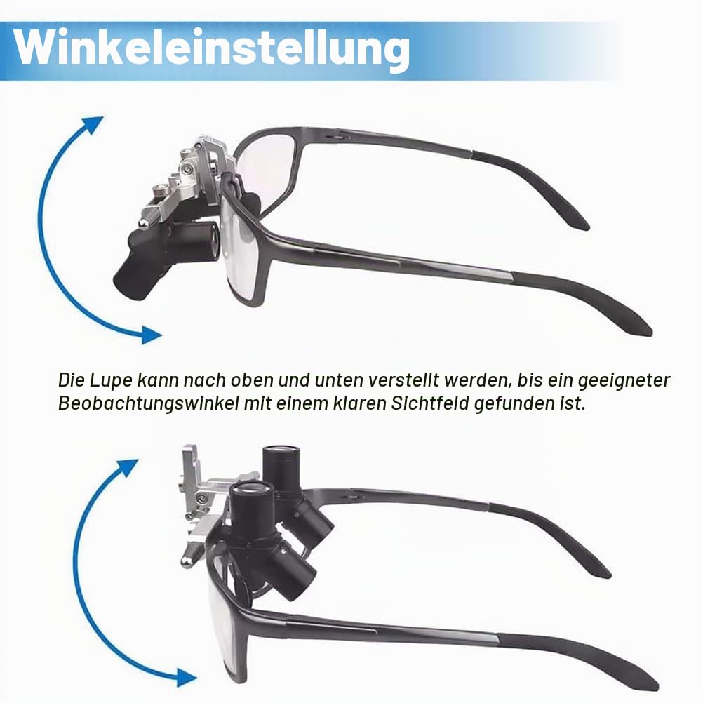 Ergonomische Fernglaslupe mit verstellbarem Arbeitsabstand für chirurgische Vergrößerung und Präzisionsaufgaben