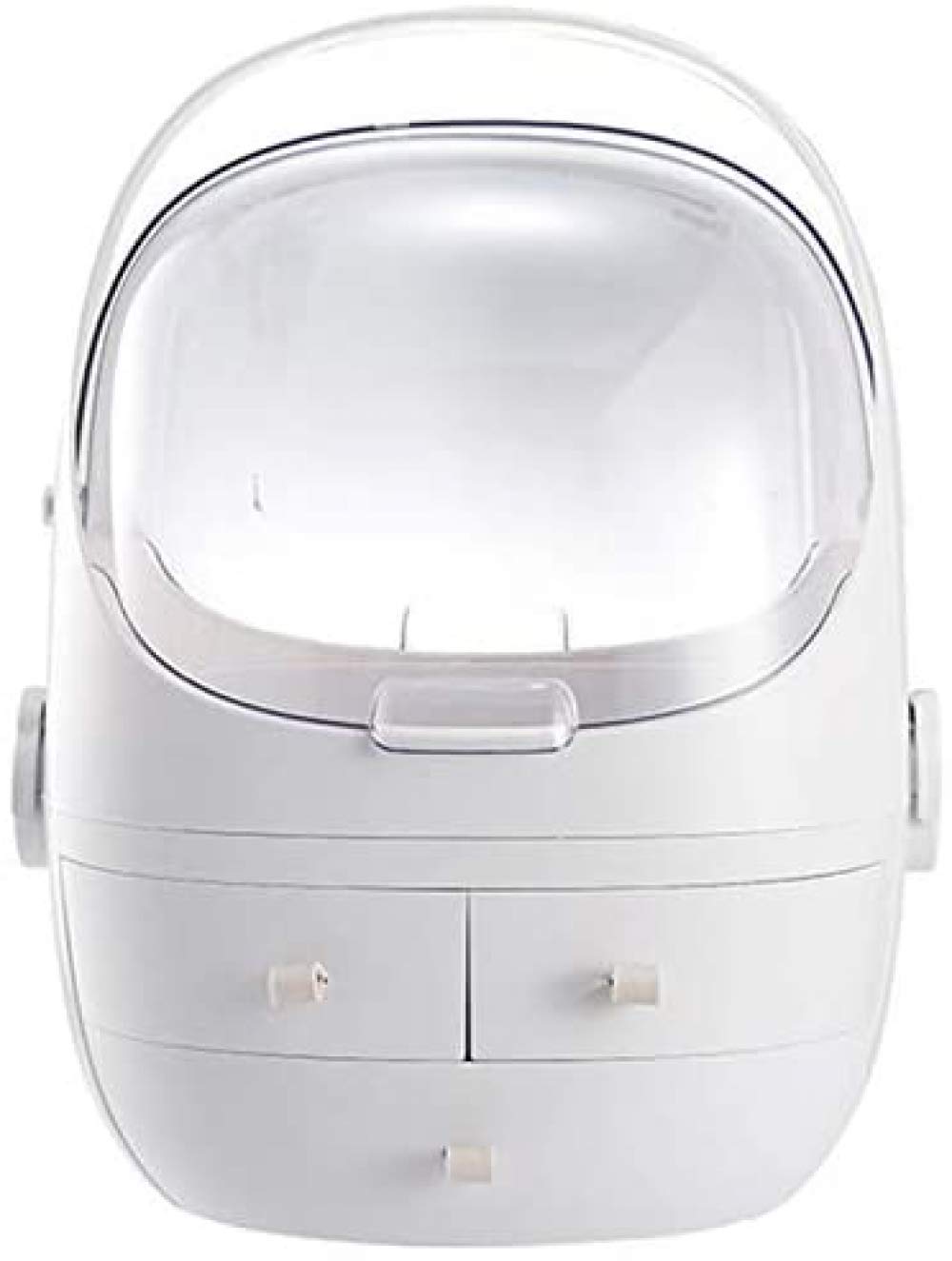 Clamshell 3 Cajones Tocador Curvo Soporte De Maquillaje Caja De Almacenamiento para Lápiz Labial Joyería Organizador Cosmético Blanco
