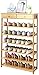 YXZQ Drewniany 6-poziomowy stojak na buty stabilna bambusowa rama pionowa półka szuflada przechowywanie 70 x 25 x 105 cm (szerokość x głębokość x wysokość)
