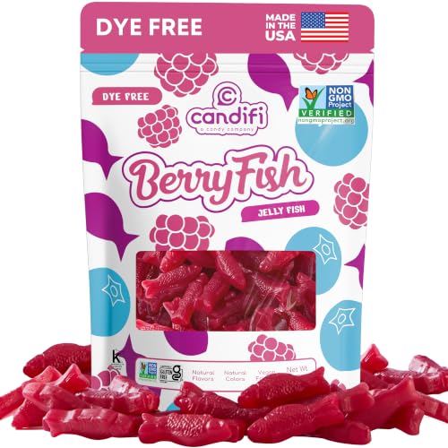 Candifi Dye Free Candy (8 oz) - BerryFish Gummy Fish Candy - Non GMO - Berry Flavored Swedish Style Fish Gummies Made with Only Natural Colors & Flavor...