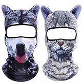 Koolip Cat Balaclava,Dog Balaclava,Halloween Hat,Cute Full Face Hood Mask Animal Ski Mask for Hiking Riding Sports Outddor (2Pack-06+09)