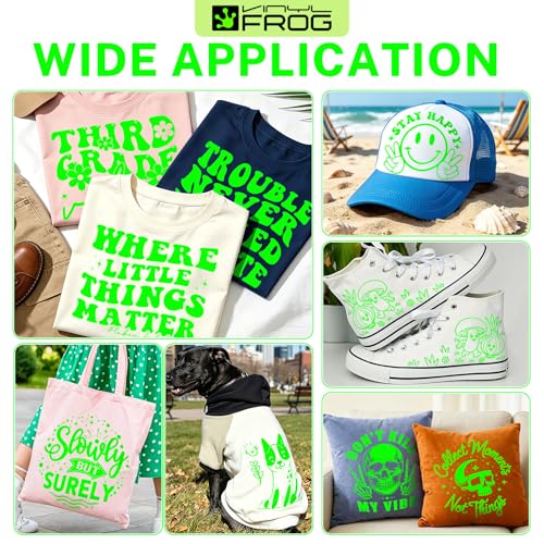 Image of Heat Transfer Vinyl Roll PU Neon Green HTV 10 inch x5FT for T-Shirts | Neon Green Iron on Vinyl for T-Shirts, Stretchy & Machine Washable Heat Press Vinyl for DIY Craft Designs