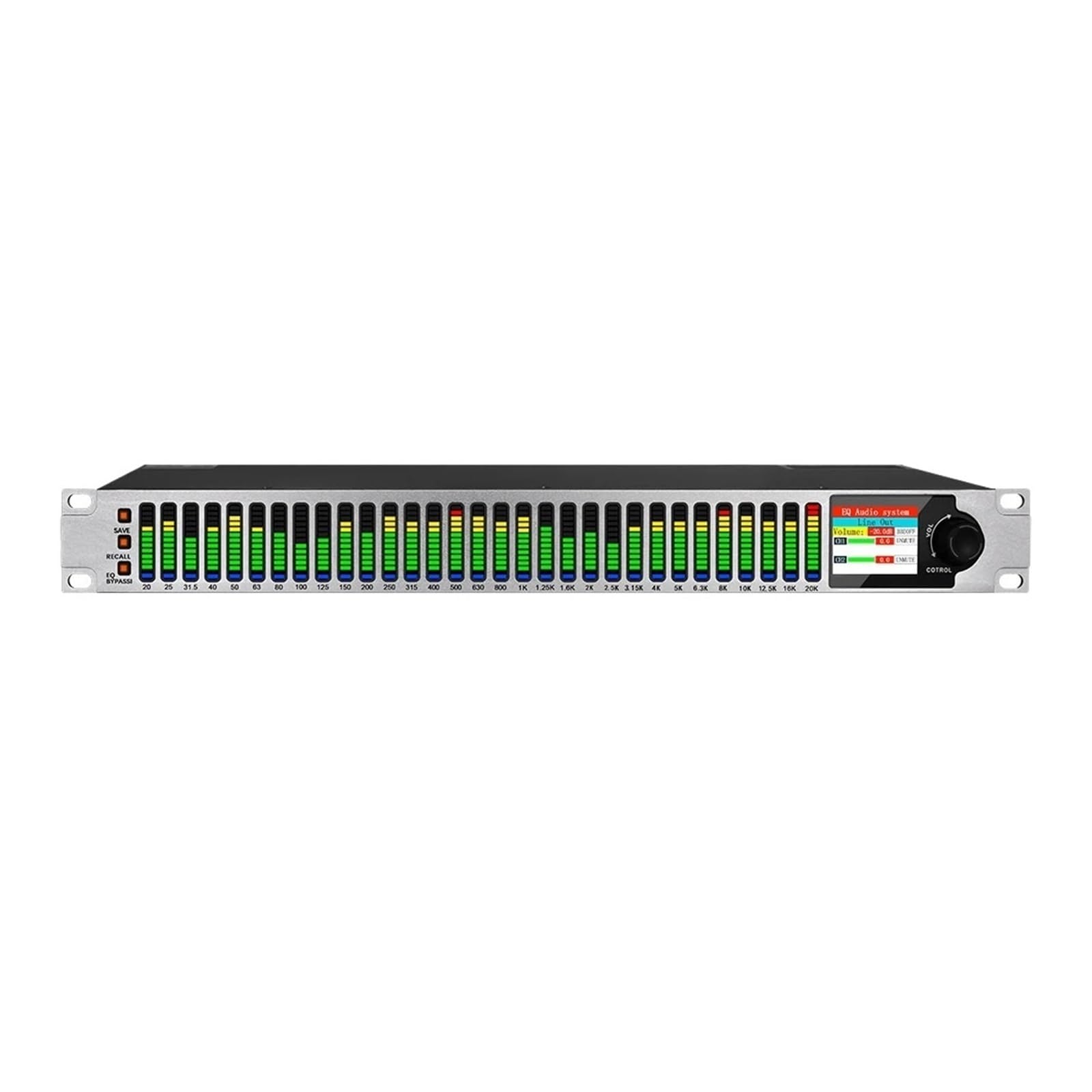 EQ800 Ecualizador Gráfico Digital De 31 Bandas Control De PC Equipo De Audio DSP Profesional Procesador De Altavoz De Karaoke(WHITE)