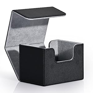 ZLCA Card Deck Box for Trading Cards, MTG Commander Deck Box Holds 120+ Single Sleeved Cards, Leather Magnetic Card Storage Box Fits for TCG CCG Magic Cards (Black)