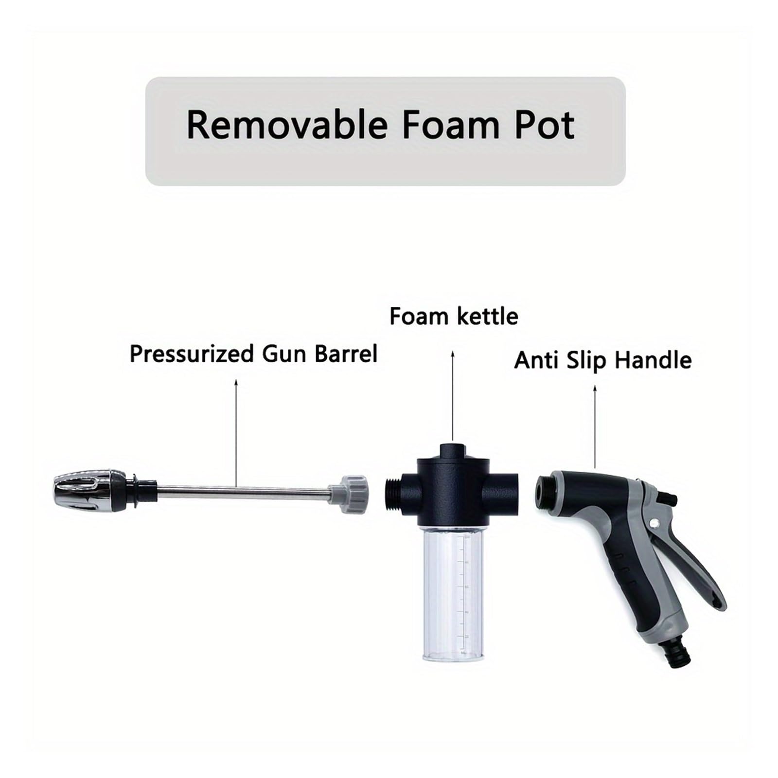 Pistola multifunzionale a spruzzo d'acqua con contenitore for liquidi | Raccordo di presa d'acqua portatile for l'irrigazione di veicoli e piante(Foam Water gun)