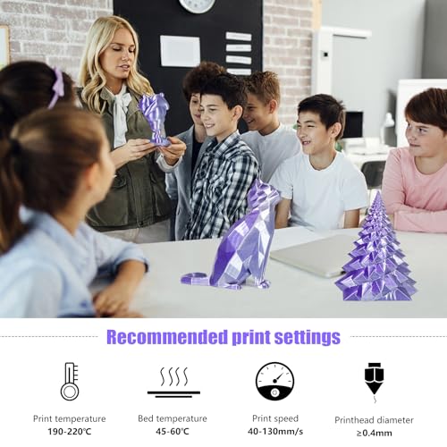 Image of iSANMATE PLA Filament 1.75mm Dual Color Filament, Shiny Silk PLA 3D Printer Filament, Coextruded Filament 3D Printing Filament Magic PLA, 1 kg /Spool (Purple and Silver)