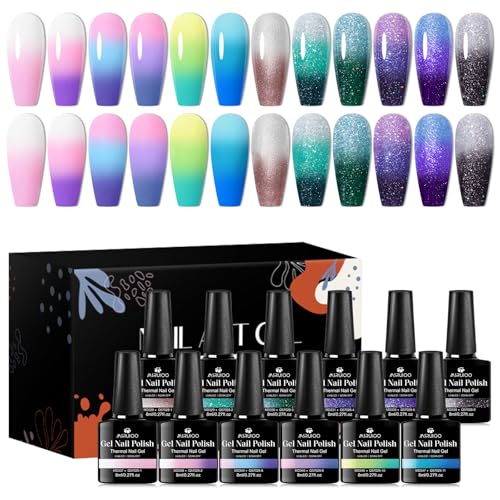 Set de esmaltes gel termo cromáticos 12 colores 8ml miniatura 1