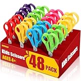 BURVAGY 48Pack 5.5' Safety Small School Kids Student Round Blunt Tip Craft Scissors Bulk, Stainless Steel...
