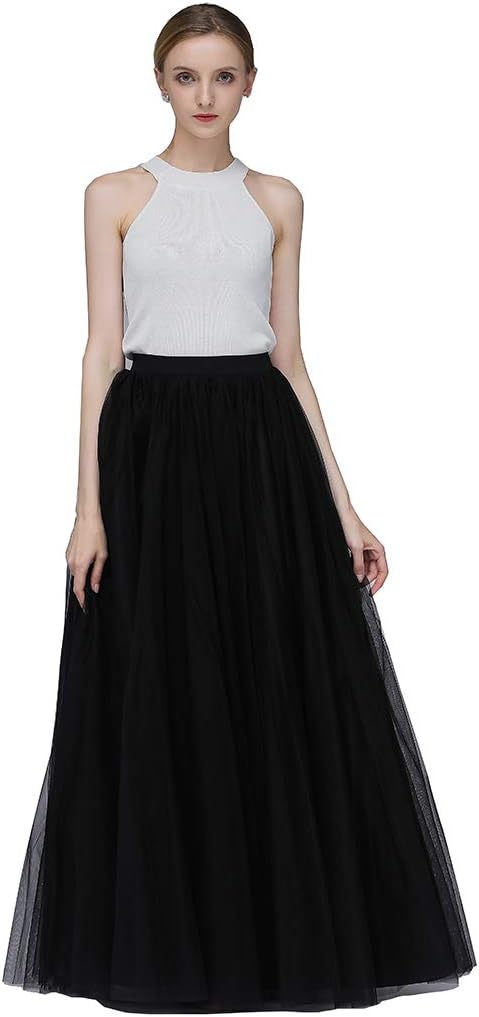 EllieHouse A Line Long Full Bridesmaid Tulle Skirt for Wedding Evening Party Prom P68