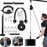 Seilzug-Fitness Professionelle Kabelzug Pulley Unterarmtrainer Frauen Männer Trizeps Seil Gewicht Fitnessgerät Trainer DIY Latzugturm für Bizeps Riemenscheibensystem Home Gym (Fallstange + Trizep)