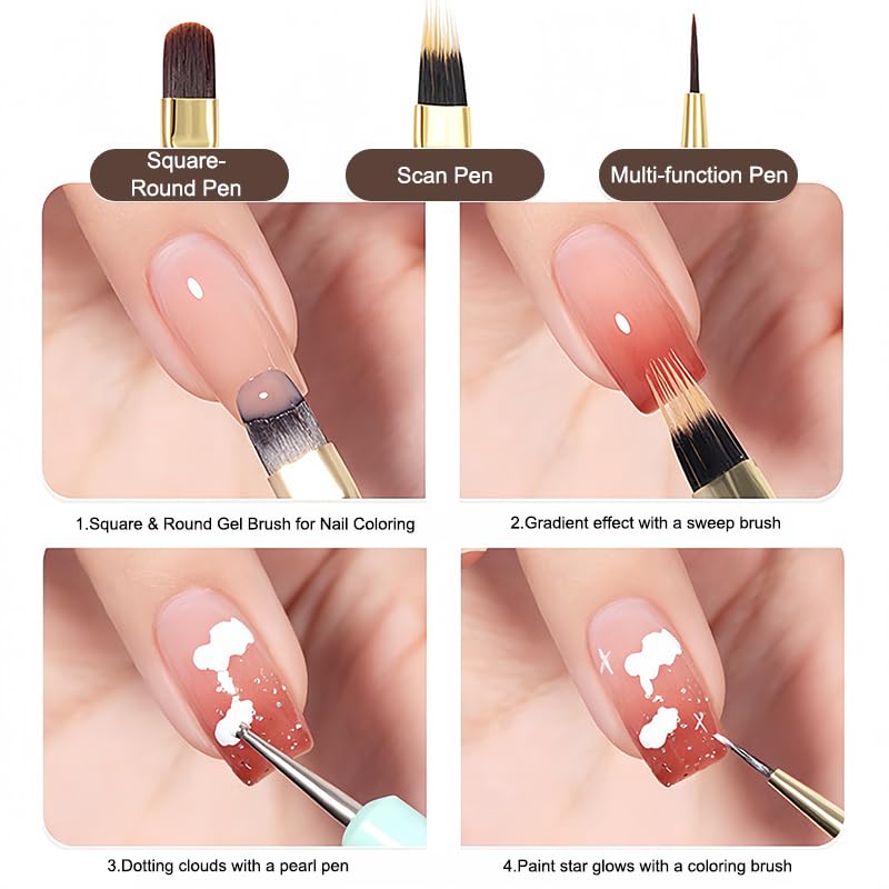 9 Pcs Nail Brush Nail Art Brushes Set Nails Stuff Art Supplies Tools with Drawing Painting Pen for — view 3