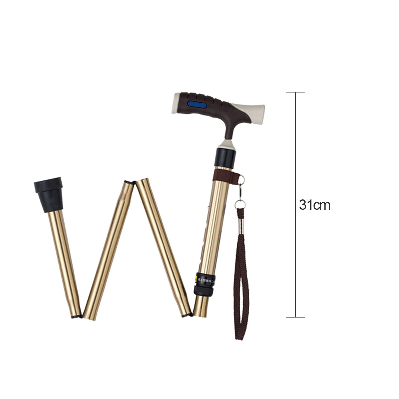 Peguera Plegable para Hombres y Mujeres, Caña de Aluminio Altura Ligera Ayuda Ajustable Ayuda de la Movilidad Ayuda de Movilidad Pastelles Plegables, Base Antideslizante (Color : Verde)