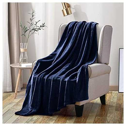 Manta Suave de Franela sin Pelusas 260GMS Manta Acogedora Ligera para Cama,Sofá,Silla en Todas Las Estaciones, Azul Oscuro, 130 * 150CM