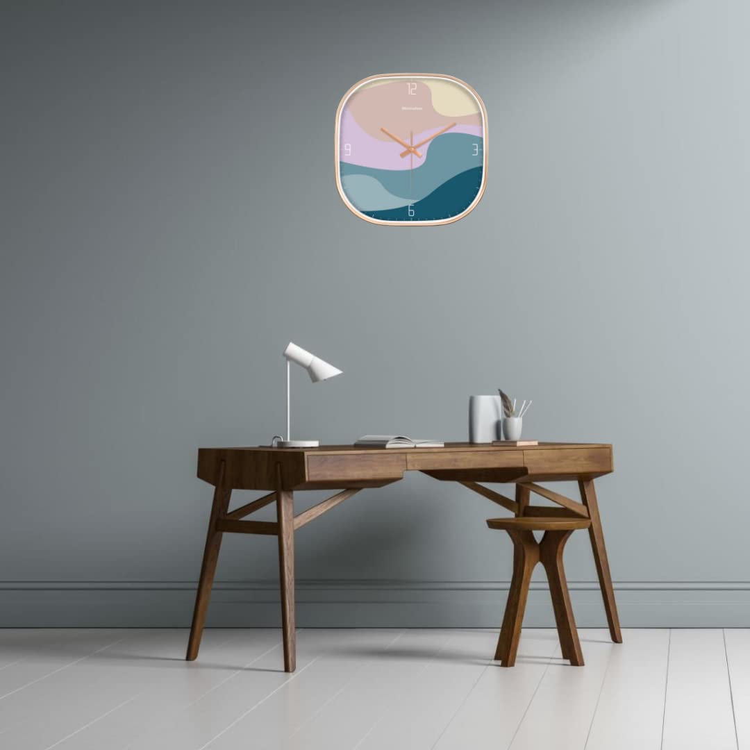 Ginoya brothers Square Wall Clock, Silent and no Ticking,Easy to Read,Wall Clock for Kitchen,Office, Classroom and Living Room Decorative Clocks. (Cotten Candy Square Clock)