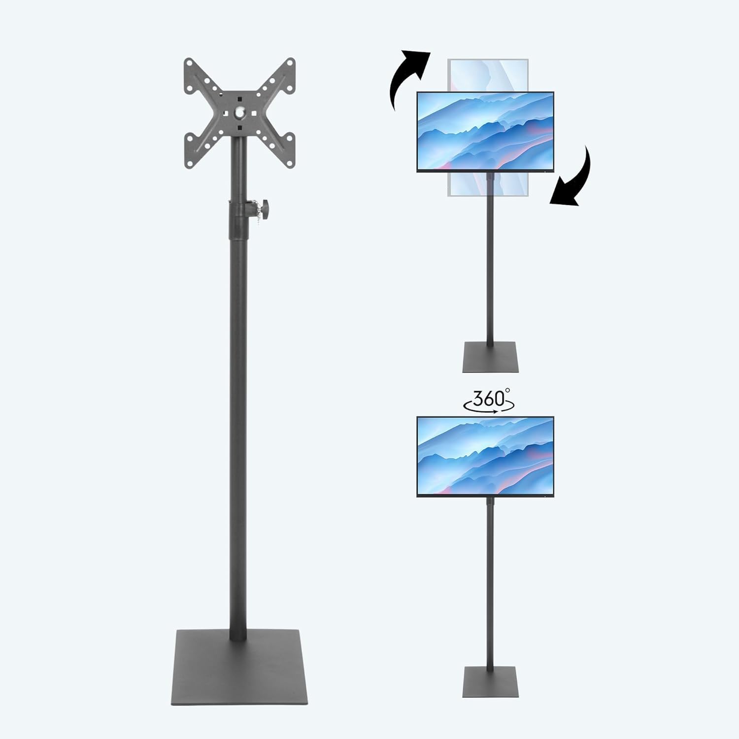 MYOYAY Support de télévision mobile pour téléviseurs à écran plat/incurvé LCD LED de 12 à 43 pouces, chariot TV inclinable pouvant supporter jusqu'à 40 kg, 4 hauteurs réglables, support de sol pour