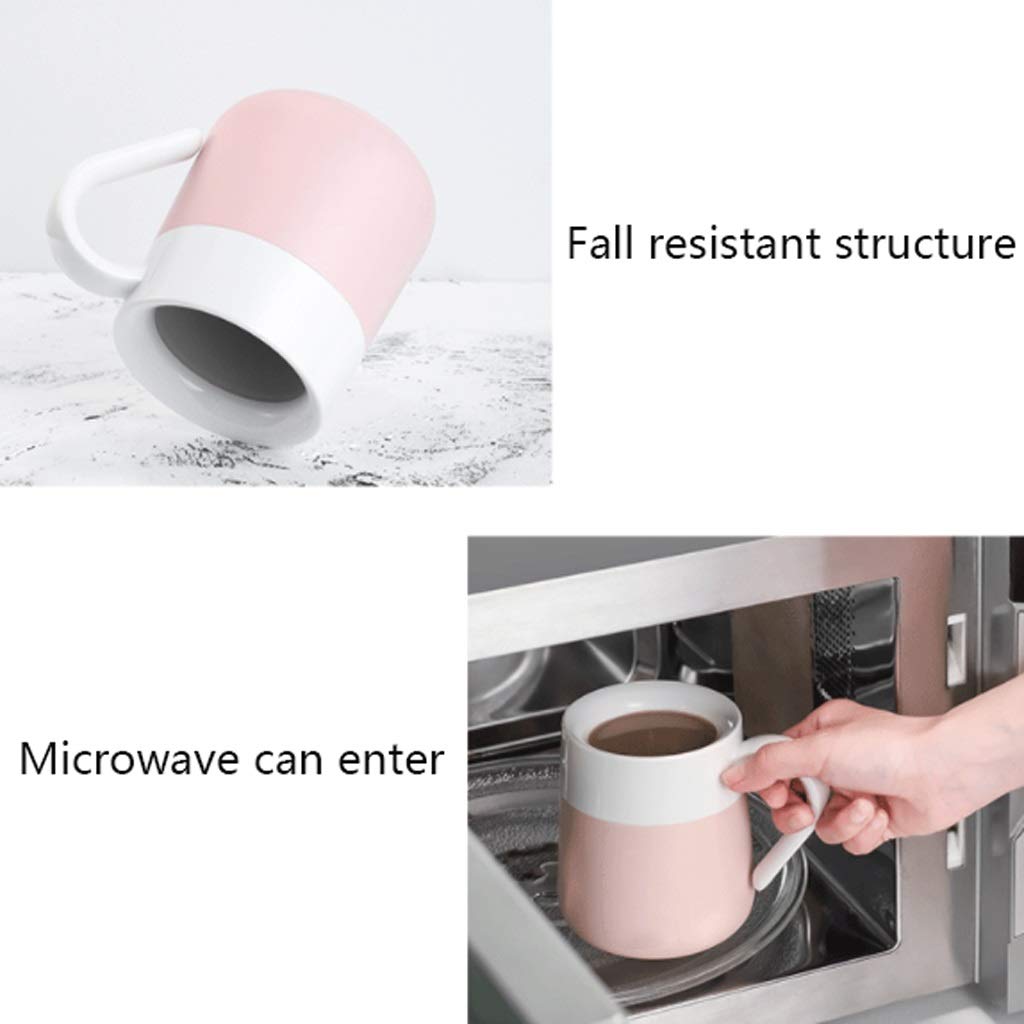 Kaffee-Becher Keramikbecher-Isolierung mit Deckel und Deckelkapazität Becher Glasbuchse Kaffeetasse Wärmedämmung und Anti-Branding-Teetasse 300ml (Color : Pink)