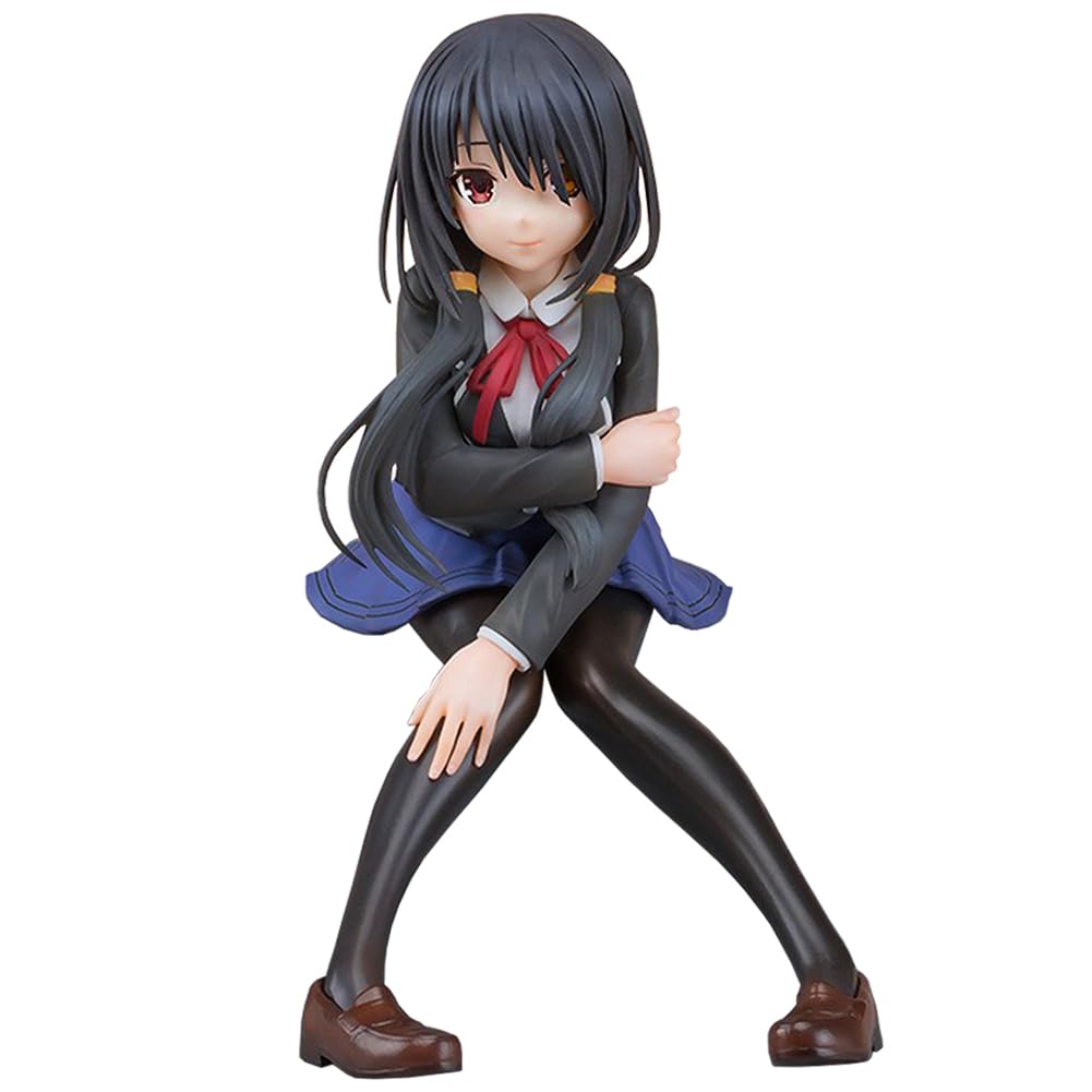 Anjinguang Tokisaki Kurumi Action Figure School Uniform Edition Cute Girl Sitting Position Model PVC Anime Statue Character Collections Model Ornaments 14cm