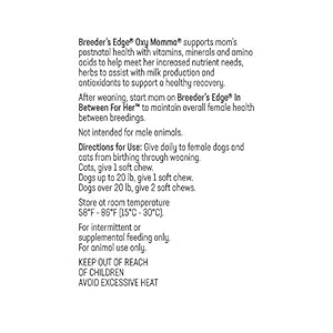 Breeders edge oxy momma  nursing  recovery supplement  for small dogs  cats  40ct soft chews   cucciolini doodles