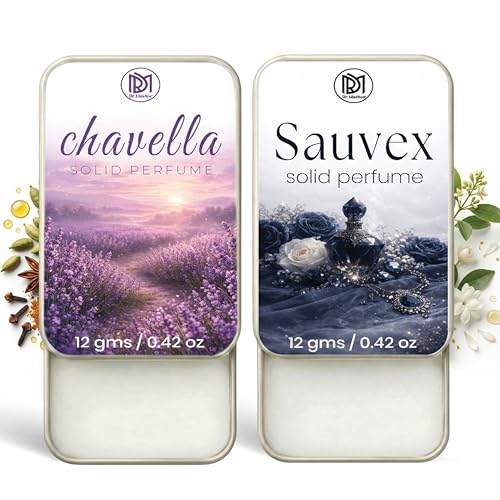 Image of Dr.Mashur Solid Perfume |Chavella&Sauvex Alcohol Free Wax Perfume Balm, Long Lasting | Pocket Tin 12g, Pack Of 2| Non Greasy Smooth Glide, Travel Friendly Men And Women