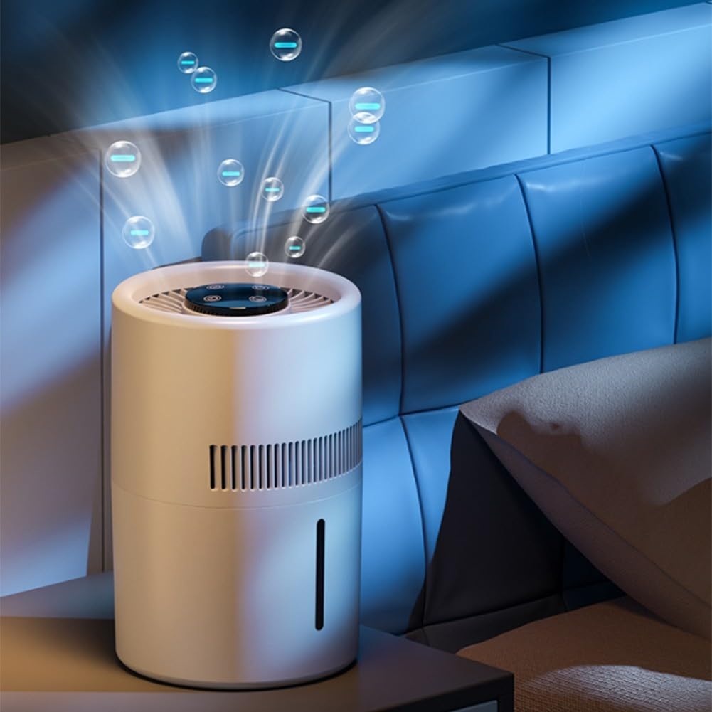 Humidificador de gran capacidad de 4 litros, humidificador evaporativo sin niebla con purificación de iones negativos, purificador de aire silencioso para uso doméstico, dormitorio y oficina