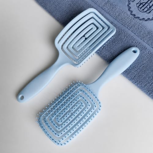 Image of Detangling Hair Brush with Flexible Nylon Bristles & Rounded Tips for Pain-Free Grooming, Anti Frizz Styling & Daily Use | Suitable for Wet & Dry Hair, Men & Women Scalp Friendly Salon Quality Pro Use (Blue)