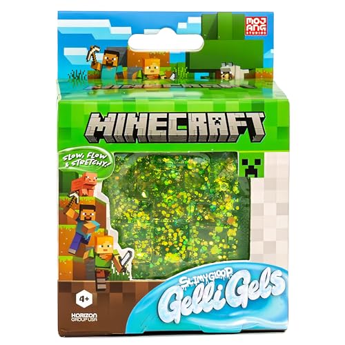 Image of Minecraft SLIMYGLOOP Gelli Gels Creeper, Green Slow-Flow Glitter Squishy Sensory Toy, Squeeze Stress Toy for Kids & Teens, Satisfying Sugar Squish Fidget