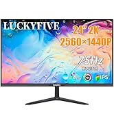 luckyfive 24 Inch QHD Computer Monitor,1440P Ultrawide LED Monitor,75Hz IPS Display with Built-in...
