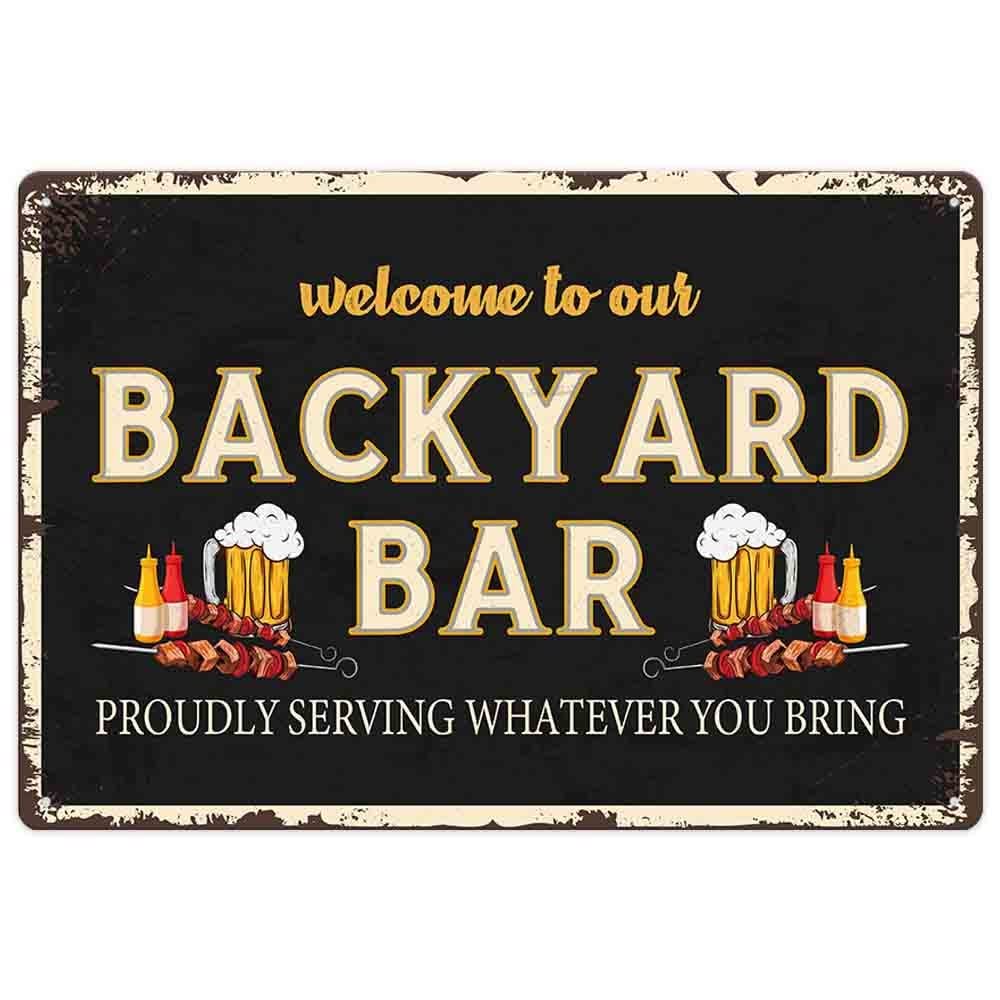 Kwqdozf As Pic Vintage Metal Tin Sign Backyard Bar Wall Art For Home Kitchen, 8X12 Inch