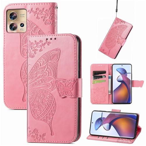 Étui Motorola Edge 30 Fusion König Design avec support rose