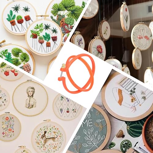 Image of Plastic Embroidery Hoop Ring, 3PCS 4in Round Embroidery Frame Hoop Sets Household Small Embroidery Hoops Cross Stitch with Sdjustable Tension Screw for Beginners and Crafters