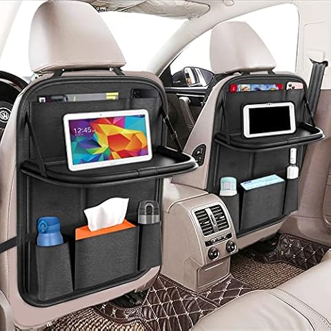 HEEYA Organizador de Asiento Trasero de Coche con Bandeja Mesa Plegable y 9 Bolsillos Cover