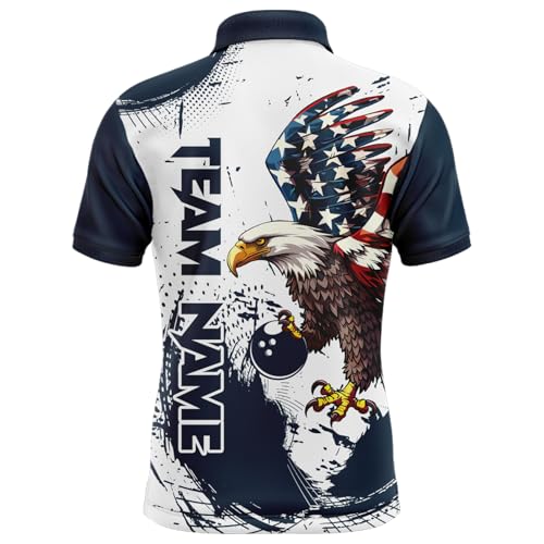 Custom Eagle Bowling Team Shirts US Flag Bowling Jersey Patriotic Polo & Quarter Zip Bowling Unisex2