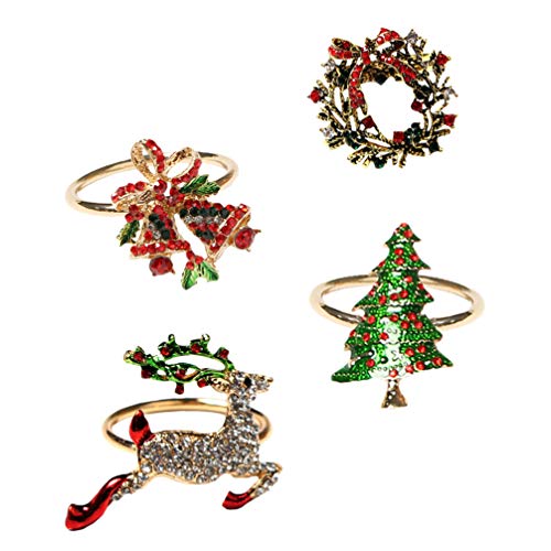 KESYOO 12Pcs Fechos de Guardanapo de Natal Guardanapo de Strass Fivelas Anéis de Guardanapo de Liga