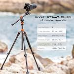 Camera Tripod 78"/200cm, K&F Concept DSLR Tripods Overhead Aluminum Lightweight Tripod Monopod with Extension Arm Ball Head, Loading Up to 22lbs/10kg
