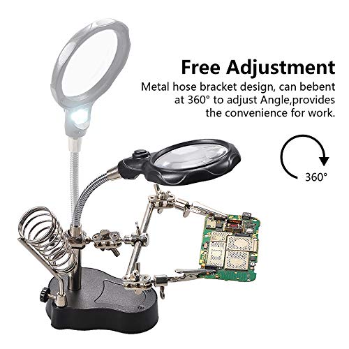 3.5X12X Helping Hands Soldering Station with LED Light & Alligator Clips - Image 5