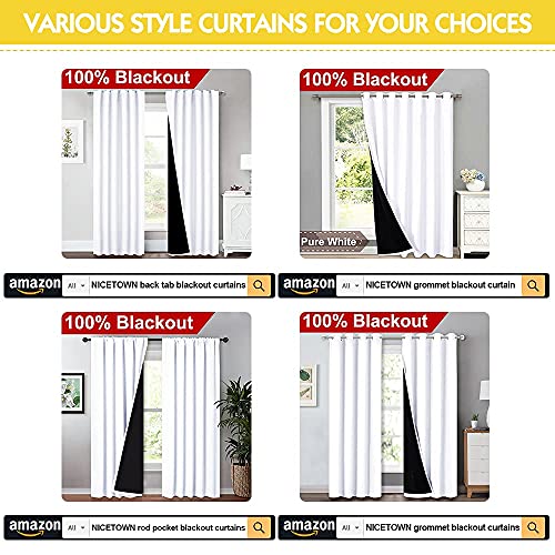 NICETOWN White 100% Blackout Lined Curtains for Kitchen 52x63 Inches 1 Pair - image 8