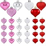 Emopeak Romantic Heart Ornaments for Valentine Tree, 24 Pieces Valentine's Day Heart Baubles - 2...