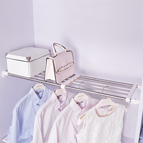 Hershii Tension Shelf Expandable Rod Closet System Heavy Duty Clothes Hanger Adjustable Diy Garage Bathroom Kitchen Storage Organizer Shoe Rack, Plant Stand, Bookshelf #TOP2