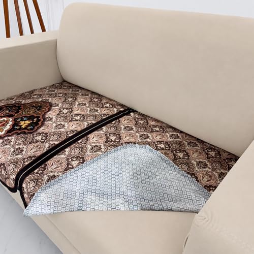 Image of Homerz Premium 'Maharaja Paradise Series' Sofa Cover | Net Fabric Sofa Cover | Washable, Anti-Dust Backed & Wrinkle Resistant Cover (Noor Mahal, 2 Seater, Only Seat Cover)