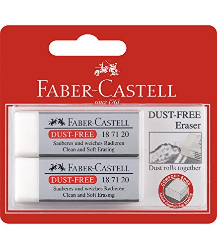 Faber-Castell Dust-Free Eraser White 2 Pack, (82-187165)