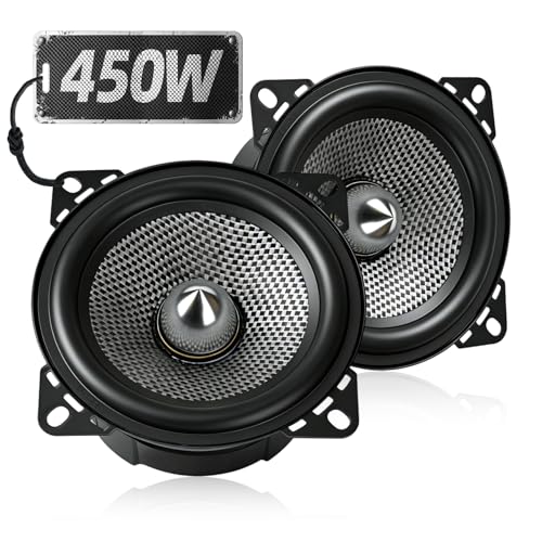TANVSO Bullet Silver Series 4 Car Speakers 450W Peak 2 Pack 4 Inch Midrange Speaker Glass Fiber Cone Silver Bullet Head for Deep Bass Clear Mids Easy Install for Car Truck SUV DIY Audio