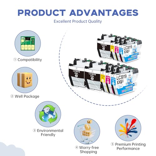 Image of Miss Deer LC3019XXL Ink Cartridges, Compatible Replacement Ink for Brother LC3019 3019 LC3019XXL, Work for MFC-J6930DW MFC-J6530DW MFC-J6730DW MFC-J5335DW(3BK /2C /2M /2Y,9-Pack)