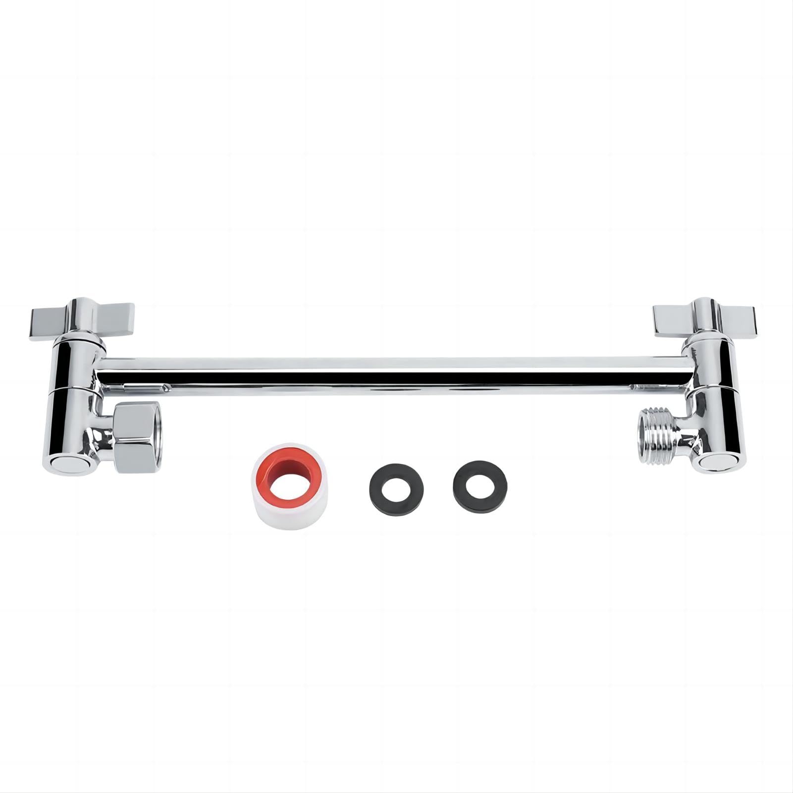 Vifer Sliver Shower Arm Extension Copper Adjustable Shower Head Extension Arm Wall Mount Extender For Bathroom Shower Head Rain Shower