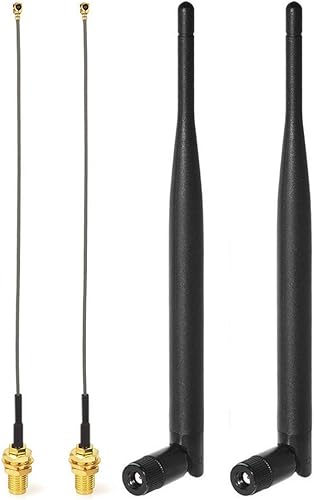 Bingfu Antena WiFi de doble banda de 24 GHz 5 GHz 58 GHz 6 dBi RP-SMA macho 59in 6 pulgadas UFL IPX IPEX a RP-SMA hembra Cable de coleta hembra