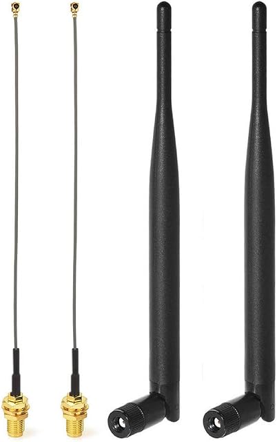 Bingfu Dual Band WiFi 2.4GHz 5GHz 5.8GHz 6dBi RP-SMA Male Antenna 15cm 6 inch U.FL IPX IPEX to RP-SMA Female Pigtail Cable 2-Pack for WiFi Router Wireless Mini PCI Express PCIE Network Card Adapter