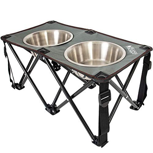 Leashboss Camping Feeder Outdoor Elevated Dog Bowls, 10.5” Travel Raised Dog Feeder