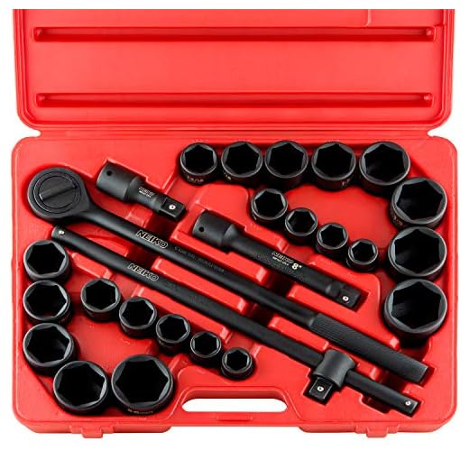 Neiko 02499A 3/4" Drive Jumbo Master Impact Socket Set, 27 Piece Shallow Socket Assortment | Standard SAE and Metric Sizes (7/8-Inch to 2-Inch and 22-50 mm) | Cr-V Steel