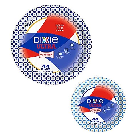 Dixie Ultra Heavy Duty Paper Plate Bundle, Large Plate 10 1/16" (44 ct) and Small Dessert or Appetizer Plate 6 7/8" (44 ct) Styles May Vary Cover